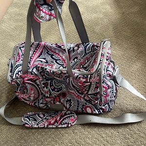 Pink Blue and Grey Vera Bradley Duffle Bag